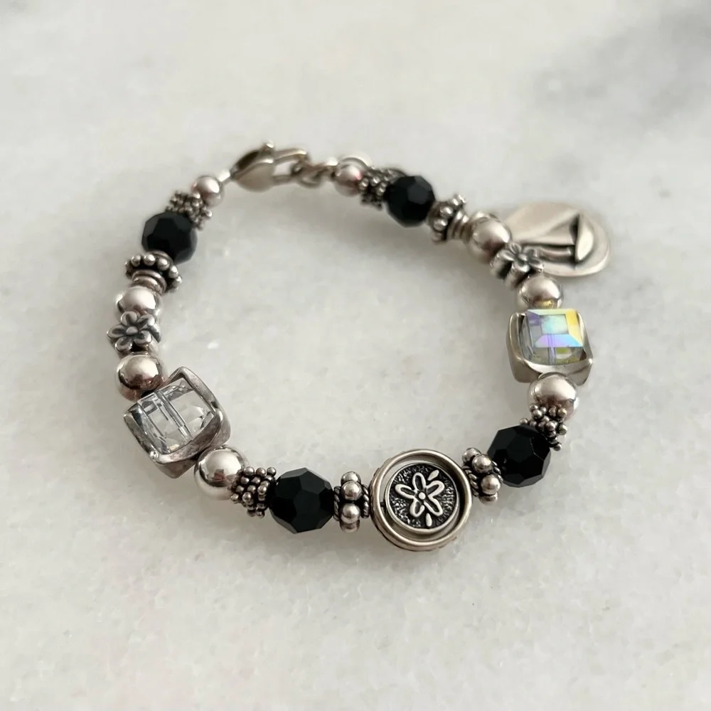 Sterling Silver Beaded Sail Boat Charm Bracelet - Picture 4 of 9